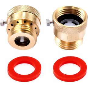 Litorange 2 Pack Brass 3/4" Inch GHT Hose Bibb Connector Backflow Preventer Vacuum Breaker