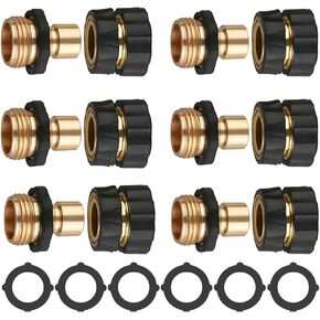 6 Sets Garden Hose Quick Connector, 3/4 inch GHT Thread Fitting Aluminum Water Pipe Quick Connect Kit, No-Leak Rust Resistant Male and Female Fittings Adapter, Hose Splitter Watering Accessories