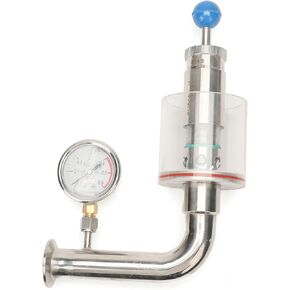 1.5" Tri Clamp Adjustable Pressure Relief Safety Valve with Pressure Gauge,Sanitary Stainless Steel 304,Adjustable Pressure 0.2-2.2 Scale bar/psi
