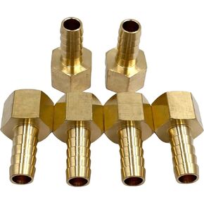 6Pcs 3/8" NPT to 3/8" Barb Hose Fittings,Brass 3/8" Barb x 3/8" NPT Female Garden Hose Fittings