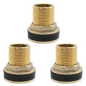 3Pcs 1/2" Female 3/4" Male Threaded Water Tank Connector with Rubber Ring Brass Bulkhead Connector Fitting