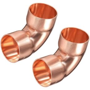 2pcs 90 Degree Copper Elbow, 1-1/8-inch(28.6mm) ID Short-Turn Copper Fitting Connector with Two Cups for Sweat Connection