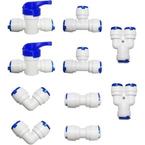 25 Piece Side-by-Side Refrigerator Inlet Hose Universal Connection Kit for Reverse Osmosis Systems Drinking Water, Refrigerator Hoses, Water Fittings for Plastic Plug-In Systems (1/4")