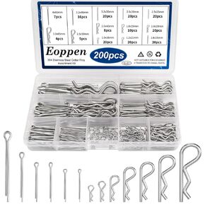 Cotter Pin Assortment Kit 304 Stainless Steel 13 Sizes Cotter Pins & R Clips Cotter Pin Set for Hitch Pin Lock Systems
