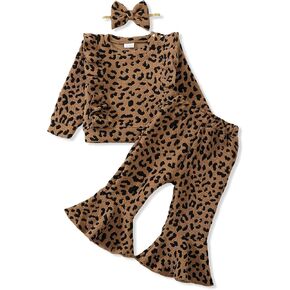 SUNNY PIGGY Baby Girl Clothes Toddler Girl Outfits Ruffle Infant Baby Girl Fall Winter Clothing Flared Pants Set