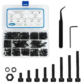 642Pcs M3 Screw Kit 12.9 Grade High Strength Carbon Steel M3 Screw Assortment M3 Bolts and Nuts Assortment Metric Machine Screw Assortment Black 6mm 8mm 10mm 12mm 16mm 20mm 25mm 30mm