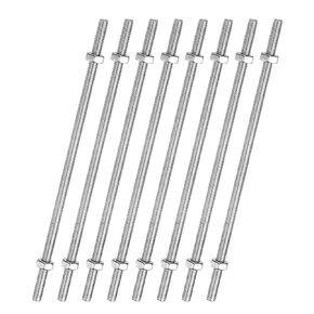 uxcell 8pcs 8/32 Inch M4 Threaded Rods with 16pcs Hex Nuts 4 Inch 304 Stainless Steel Full Threads Right-Hand Thread for Hangers, U-Bolts, and Beaded Garden Stake Rods, Silver