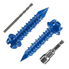 Wensilon(30 PCS) 1/4" * 2-1/4" Slotted Hex Washer Head Concrete Screws Anchor Kit Blue Flat Head for Anchoring to Masonry, Block or Brick Stucco