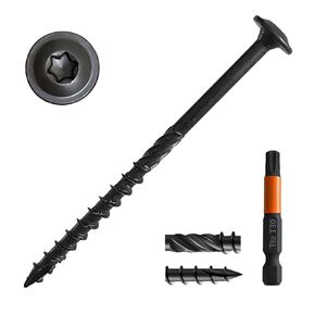 [Pack of 50] #14 x 6" Wood Structural Lag Screws, Black Coated Torx/Star Drive Heavy Duty Construction Wood Screw, Modified Truss Washer Head, Star Drive Bit Included.