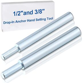 2 Pcs Drop in Anchor Tool Apply to 1/2 Inch and 3/8 Inch Internal Thread Drop in Anchor, Zinc Plated Steel Rod Drop in Anchor for Concrete, Stone Drop in Female Expansion Anchors