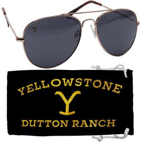Yellowstone Black Frame Sunglasses - Inspired by Your Favorite Characters from Dutton Ranch - Stylish Eyewear for Outdoor Adventures - Black Square Sunglasses for Men & Women - Branded Soft Case