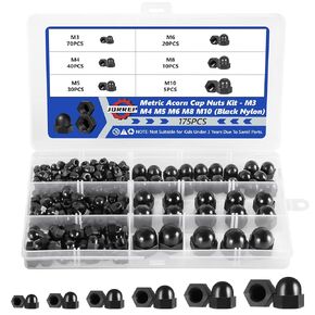 Acorn Nuts, 150Pcs Hex Acorn Cap Nuts Assortment Kit, 304 Stainless Steel Cap Nuts, Metric Acorn Cap Nuts Hex Cap Nuts - M3 M4 M5 M6 M8 M10 Caps for Bolt Dome Head Hex Nuts for Indoor Outdoor
