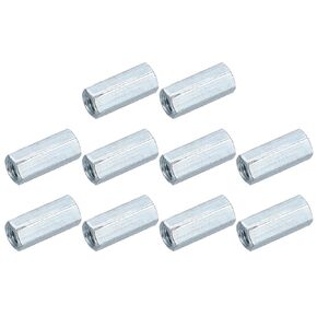 uxcell M8x1.25mm Coupling Nuts, 15 Pcs Carbon Steel Galvanized Hex Rod Coupling Nuts Threaded Rod Connectors for Industrial Construction Fasteners, White