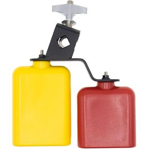 CashBeat Plastic Jam Block, High and Low Tones Bicolor Cowbell, Latin Percussion Instrument Kit, Dual Mounted Bell for Drum Set, Medium Size, Red-Blue