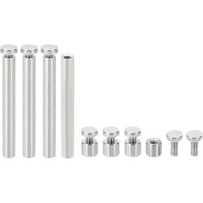 PATIKIL 1/4 x 4 inch Sign Standoff Screws, 4 Set Stainless Steel Wall Standoff Mounting Hardware Advertising Glass Nail for Hanging Acrylic Picture Frame Acrylic Panel, Silver