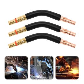 3Pcs Welding Gun Bending Pipe Bending Rod, Universal Welding Accessories for Bending and Straight Pipe, Welding Gun Kit Connecting Rod 200A Curved Rod, Portable Welding Torch Kit