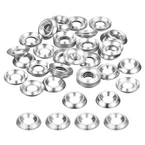 uxcell 50 Pcs Countersunk Washers, 12 Carbon Steel Nickel Plated Countersunk Finish Washers Screw Gaskets for Mechanical Accessories Parts, Silver