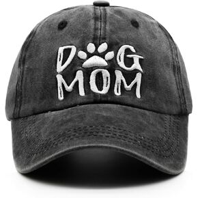 Waldeal Embroidered Dog Mom Hat Washed Distressed Dog Mama Dad Hats Funny Black