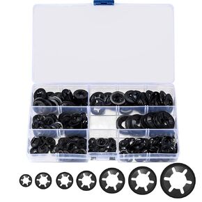 340 Pcs Internal Tooth Starlock Washers Assortment Kit, Push on Speed Clips Fasteners Washers, Stainless Steel StarLock Washers, Quick Speed Locking Washers [7 Sizes] M3/M4/M5/M6/M8/M10/M12(Silver)