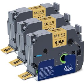 Absonic 3-Pack 18mm 0.7" Black on Blue Label Tape Compatible for Brother Tze-541 Tze541 Tz-541 Tz541 3/4" P Touch Tze Tz Tape 18mm Blue Label Maker for PTD410 PTD460 PTD610BT PTD400 PTP710BT PTP700