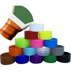 15 Pcs Tennis Racket Silicone Ring/Grip Finishing Ring,Anti Slip Tennis Absorbent Cover Hold Overgrip in Place for Pickleball Paddle Squash Racquetball Baseball Racket, 15 Color