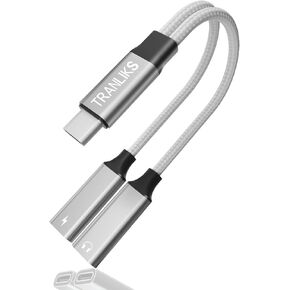 USB C Splitter, Dual USB C Headphone and Charger Adapter, 2-in-1 Type C Audio and PD 60W Fast Charging for 15/15 Pro/15 Plus/15 Pro Max and Other USB C Devices - Black