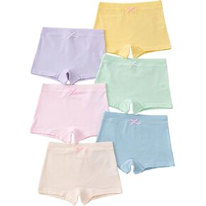 Floerns Girl's 6 Pcs Solid Bow Front Boxer Brief Colorblock Underwear Panties