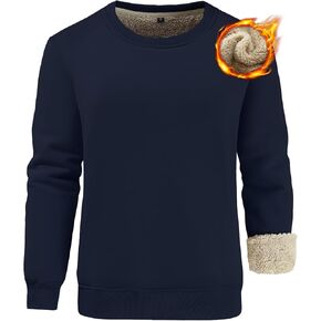 Women's Cotton Fleece Pullover Sweatshirts Sherpa Lined Crewneck Sweatshirts