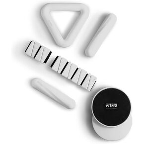 Fitness Pack of 4 Pilates Accessories: 1 Weights 2 Wristbands 2 Dumbbells 2 Dumbbells 2 Sliding Discs 1 Steel Elastic Band in White Silicone