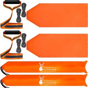 2 Set Deer Drag Sleds with Heavy Duty Deer Drag Strap and Rope,Deer Cart Game Hauler Thickened Hunting Accessories for Antelope Deer Elk Hauling,Hunting,Fire Wood,Ice Fishing
