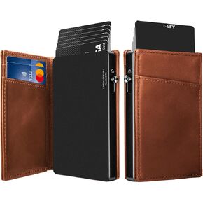 T-MFY Detachable Design Mens Pop Up Wallets, 2-in-1 Magnetic Card Holder and Leather Wallet for Men,Magsafe Wallet for iPhone15/14/13/12 Series Phones
