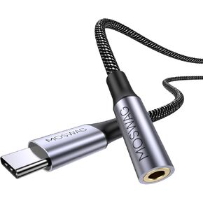 MOSWAG USB Type C to 3.5mm Headphone Jack Adapter, Audio Adapter USB C to Aux Dongle Cable Cord for Samsung Galaxy S23 S22 S21 S20 Ultra S20+ Note 20 10 S10 S9 Plus,Pixel 7 6 5 and More, 20 Inch/0.5M