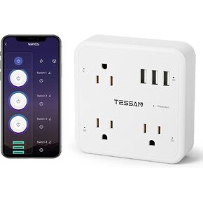Smart Power Strip Surge Protector, TESSAN WiFi Extension Cord with 3 Individually Remote Controlled Outlets 3 USB Ports, Timer Smart Plug Switch for Lights, Lamps, Fan, Works with Alexa & Google Home
