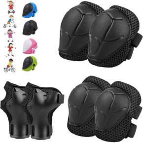 6PCS Kids Protective Gear Set, Knee Pads for Kids 3-10 Years Old, Toddler Knee Pads and Elbow Pads, Wrist Guards Set, Skating Cycling Bike Rollerblading Scooter, Upgraded & Durable Material