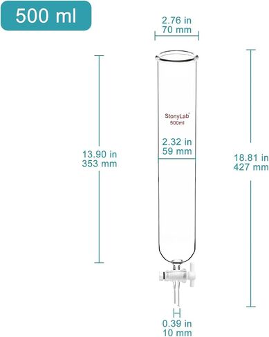 stonylab Dropping Funnel, Borosilicate Glass Burette Funnel with PTFE Stopcock for Laboratory and Home Use, 100 ml in Saudi Arabia