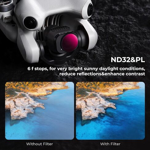K&F Concept ND UV CPL Filters Kit Compatible with DJI Mini 4 Pro, 4 Pack(CPL+UV+ND8+ND16) Multi-Coated Optical Glass Filter Drone Camera Accessories in Saudi Arabia