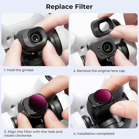 K&F Concept ND UV CPL Filters Kit Compatible with DJI Mini 4 Pro, 4 Pack(CPL+UV+ND8+ND16) Multi-Coated Optical Glass Filter Drone Camera Accessories in Saudi Arabia