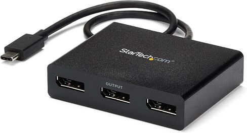 محول StarTech.com 3 منافذ USB-C متعدد الشاشات، USB من النوع C إلى 3x DisplayPort 1.4 MST Hub، موسع / مقسم عرض الكمبيوتر المحمول الثلاثي 4K 60 هرتز DP، HDR، كابل مدمج طويل جدًا، Windows (MST14CD123DP) in Kuwait
