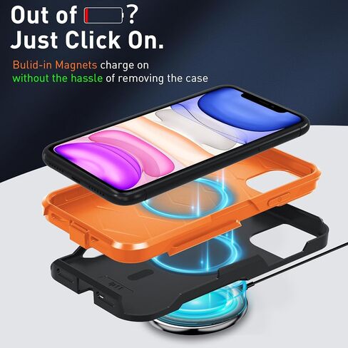 حافظة Xmon لهاتف iPhone 11، حافظة متينة شديدة التحمل بمشبك حزام [واقي شاشة من الزجاج المقسى مع عدسة الكاميرا] غطاء واقٍ [مقاوم للصدمات] متوافق مع هاتف Apple iPhone 11 (أسود) in Kuwait