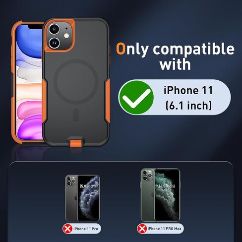 حافظة Xmon لهاتف iPhone 11، حافظة متينة شديدة التحمل بمشبك حزام [واقي شاشة من الزجاج المقسى مع عدسة الكاميرا] غطاء واقٍ [مقاوم للصدمات] متوافق مع هاتف Apple iPhone 11 (أسود) in Kuwait