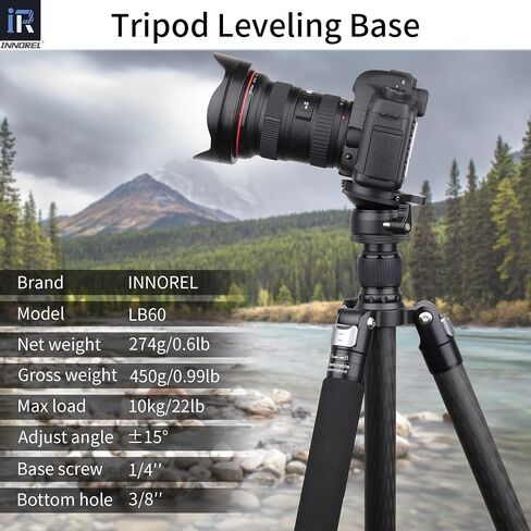 INNOREL Tripod Leveling Base, LB50 Leveling Base Half Ball with Offset Bubble Level and Bubble Level Bag for Ballhead, Fluid Head, Gimbal Heads, Z Flex Head, Tripods and Monopods with 3/8" Thread in Saudi Arabia