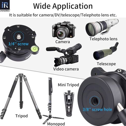 INNOREL Tripod Leveling Base, LB50 Leveling Base Half Ball with Offset Bubble Level and Bubble Level Bag for Ballhead, Fluid Head, Gimbal Heads, Z Flex Head, Tripods and Monopods with 3/8" Thread in Saudi Arabia