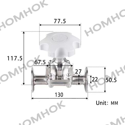 1.5" Tri Clamp Sanitary Diaphragm Valve Silicone Seal Stainless Steel 304 Home Brew,Brewing(1 inch Tube OD) in Saudi Arabia