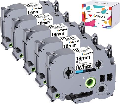 Hehua شريط التسمية متوافق ل Brother Label Maker Tape TZe-141 TZe141 TZ-141 TZ141 TZ141 TZe Tape 18 مم 0.7 مغلفة شفافة لـ Ptouch PTD400 PTD600 PTP750W PT1880 (أسود على شفاف، 5 عبوات) in Kuwait