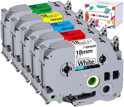 Hehua شريط التسمية متوافق ل Brother Label Maker Tape TZe-141 TZe141 TZ-141 TZ141 TZ141 TZe Tape 18 مم 0.7 مغلفة شفافة لـ Ptouch PTD400 PTD600 PTP750W PT1880 (أسود على شفاف، 5 عبوات) in Kuwait