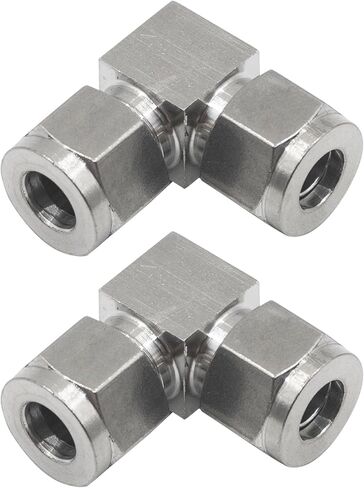 Stainless Steel 304 Compression 90 Degree Elbow 10mm OD x 10mm OD Tube Fitting with Double Ferrule, Pack of 2 in Saudi Arabia