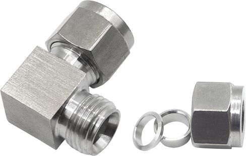Stainless Steel 304 Compression 90 Degree Elbow 10mm OD x 10mm OD Tube Fitting with Double Ferrule, Pack of 2 in Saudi Arabia