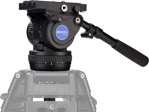 Benro 75mm Video Head with Quick Release Plate, 4 Step Counter Balance, 17.6 lb. Load Capacity- Black (BV8H) | 75mm bowl mount with 5-step counterbalance and 17.6lb capacity for panning, tilting and studio production in Saudi Arabia