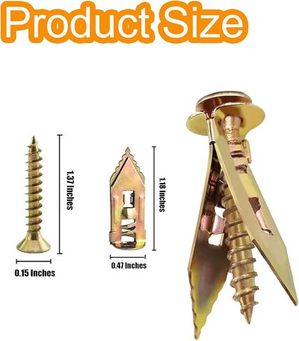 Upgraded Self-Drilling Anchors Screws, 2024 New Premium Drywall Anchors and Screws Kit, No Drill or Holes in Wall (0.47 * 1.37 inches, 30PCS), Moderate, Alloy Steel in Saudi Arabia