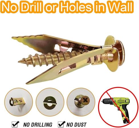 Upgraded Self-Drilling Anchors Screws, 2024 New Premium Drywall Anchors and Screws Kit, No Drill or Holes in Wall (0.47 * 1.37 inches, 30PCS), Moderate, Alloy Steel in Saudi Arabia